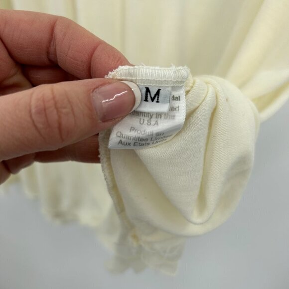 LAUREN MOSHI Sample Cream 100% Micro Modal Scoop Neck Short Sleeve Shirt Medium - Picture 4 of 6